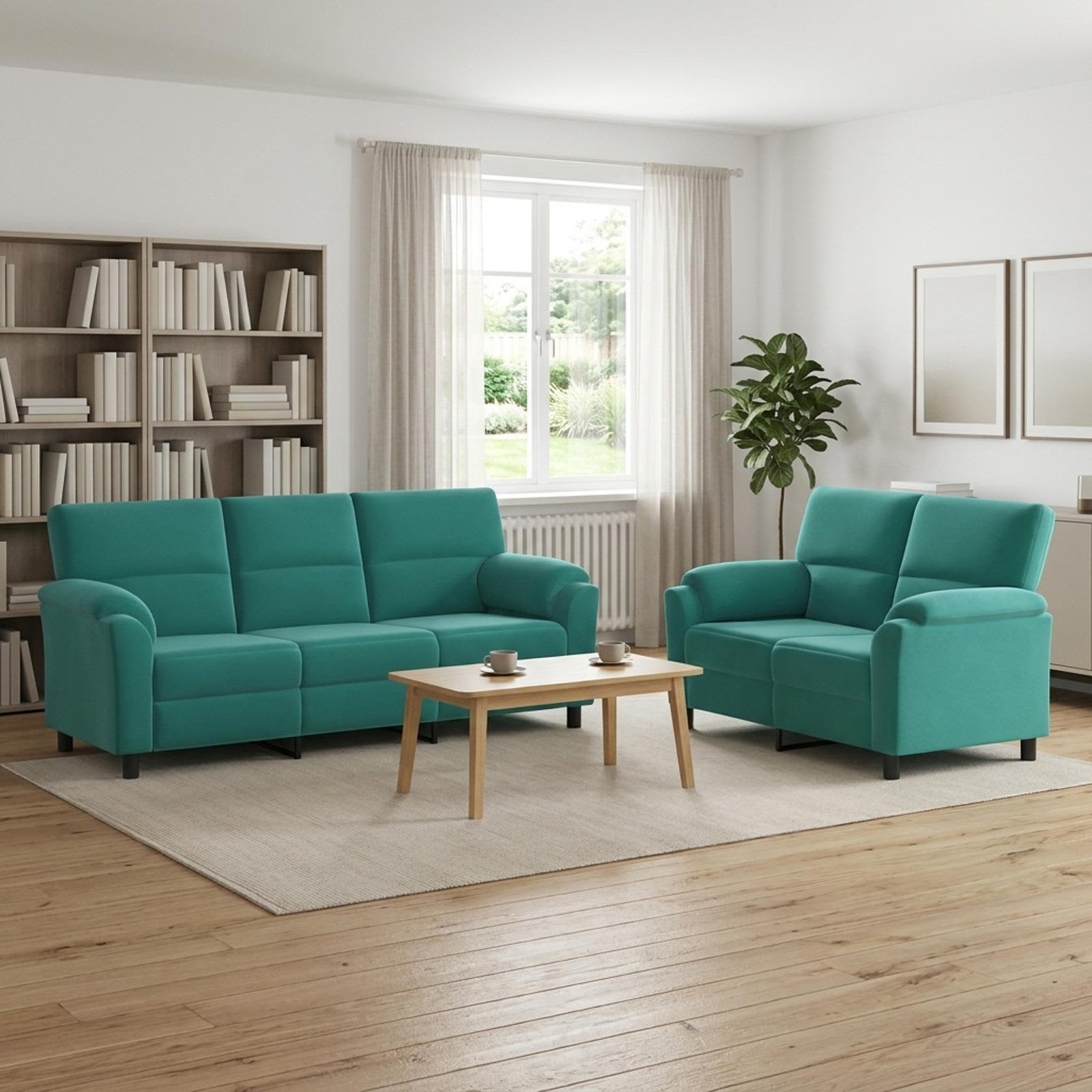 3430500_1.jpg vidaXL Sada pohoviek 2 pcs Tyrkysová Zamat – Obrázok 1