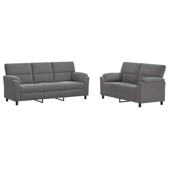 vidaXL Sada pohoviek 2 pcs Tmavosivá Zamat – Obrázok 2