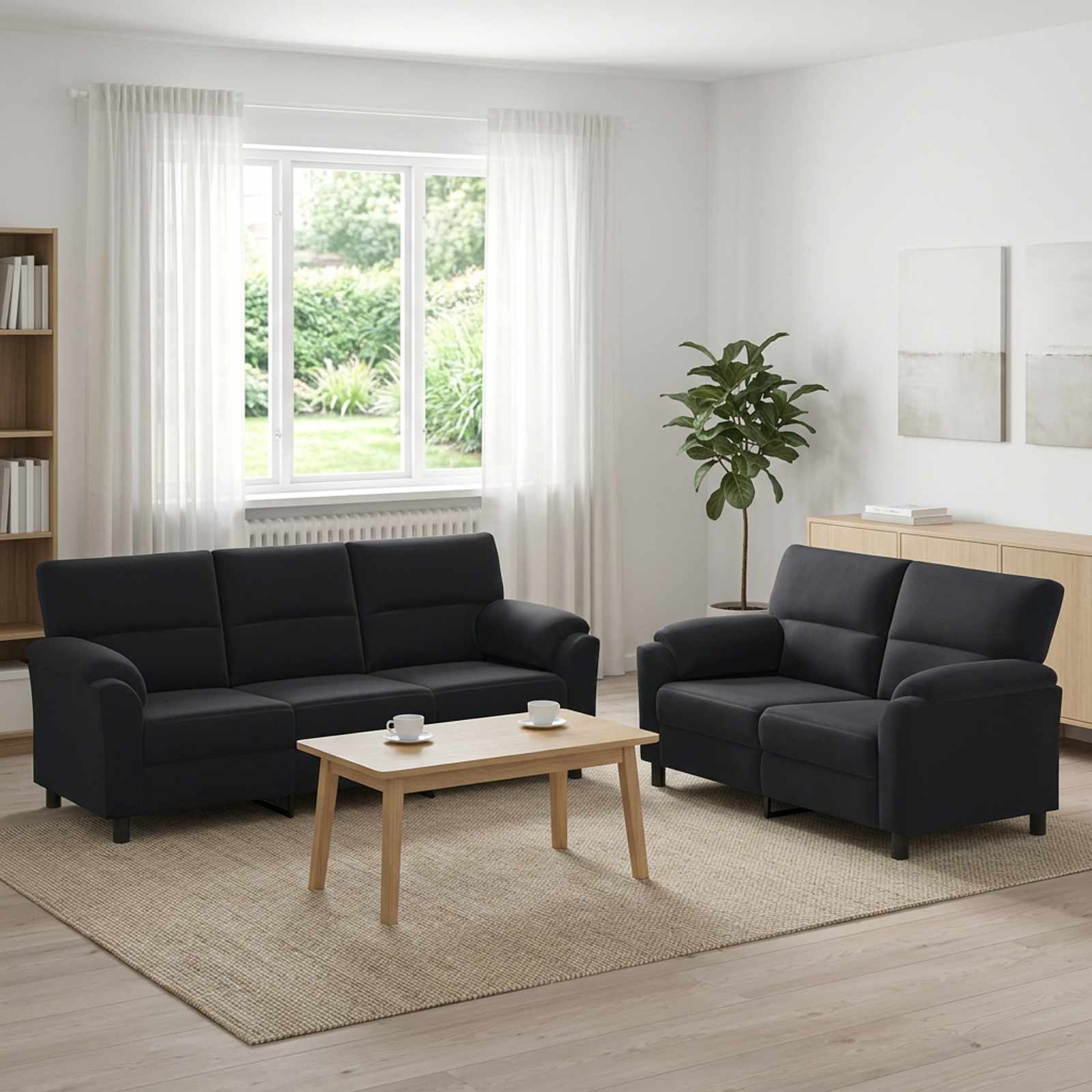 3430510_1.jpg vidaXL Sada pohoviek 2 pcs Čierna Zamat – Obrázok 1