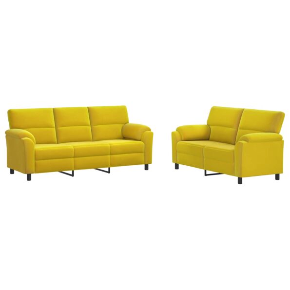 vidaXL Sada pohoviek 2 pcs Žltá Zamat – Obrázok 2