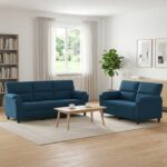 vidaXL Sada pohoviek 2 pcs Modrá Zamat
