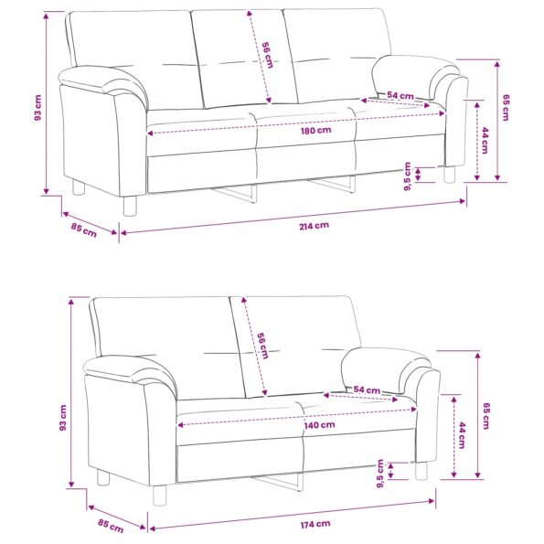 vidaXL Sada pohoviek 2 pcs Modrá Zamat – Obrázok 8