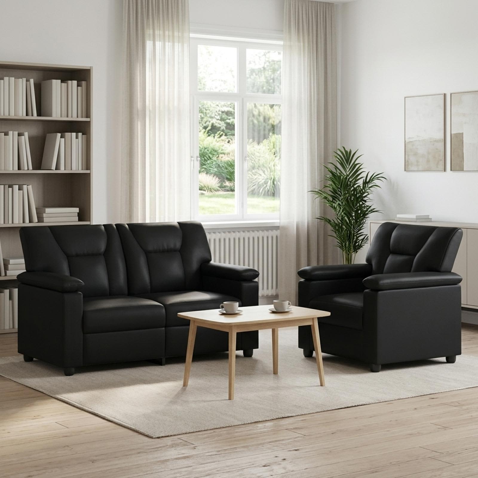 3430518_1.jpg vidaXL Sada pohoviek 2 pcs Čierna Umelá koža – Obrázok 1