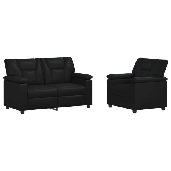 vidaXL Sada pohoviek 2 pcs Čierna Umelá koža – Obrázok 2