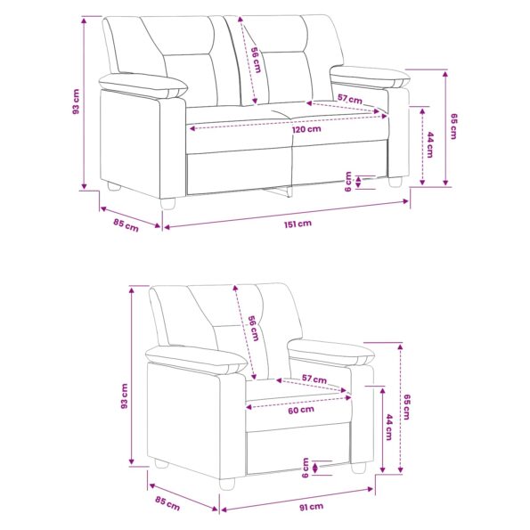 vidaXL Sada pohoviek 2 pcs Krémová Umelá koža – Obrázok 8