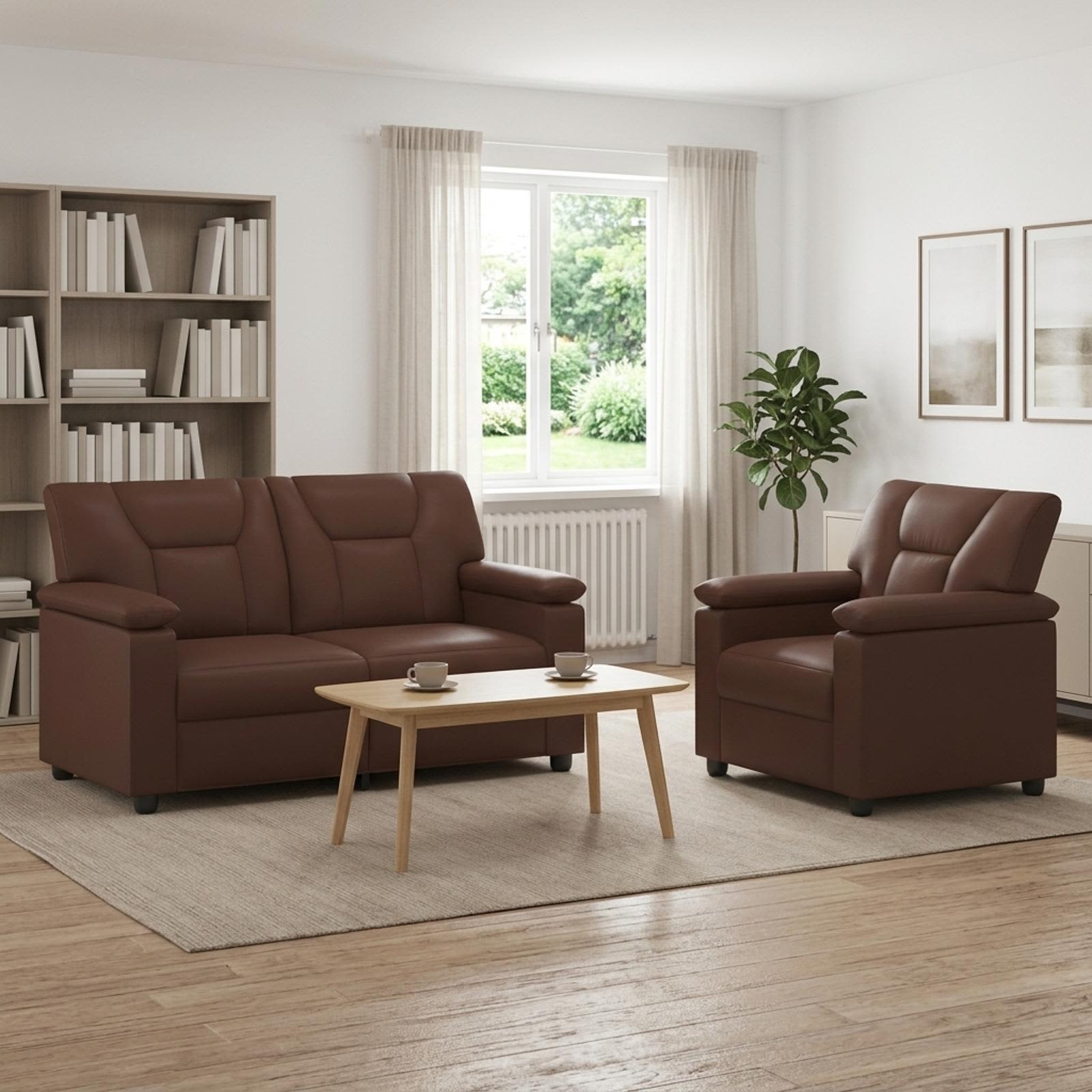 3430520_1.jpg vidaXL Sada pohoviek 2 pcs Hnedá Umelá koža – Obrázok 1