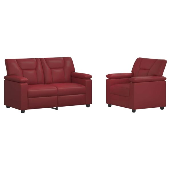 vidaXL Sada pohoviek 2 pcs Víno červené Umelá koža – Obrázok 2