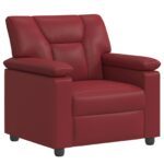 vidaXL Sada pohoviek 2 pcs Víno červené Umelá koža – Obrázok 3