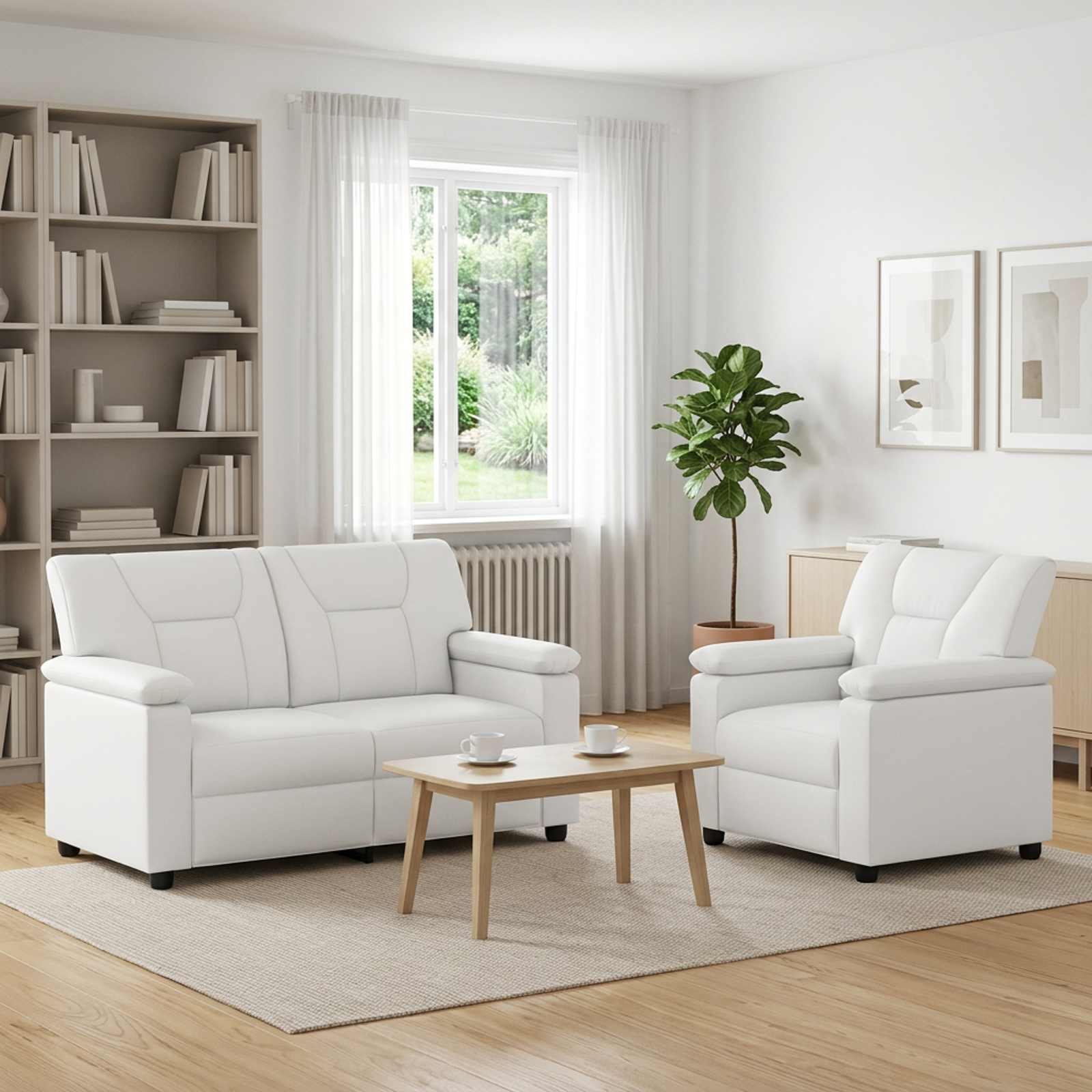 3430525_1.jpg vidaXL Sada pohoviek 2 pcs Biela Umelá koža – Obrázok 1