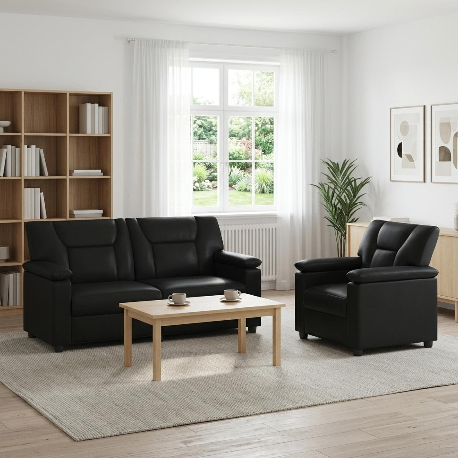 3430526_1.jpg vidaXL Sada pohoviek 2 pcs Čierna Umelá koža – Obrázok 1