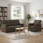 vidaXL Sada pohoviek 2 pcs Sivá Umelá koža