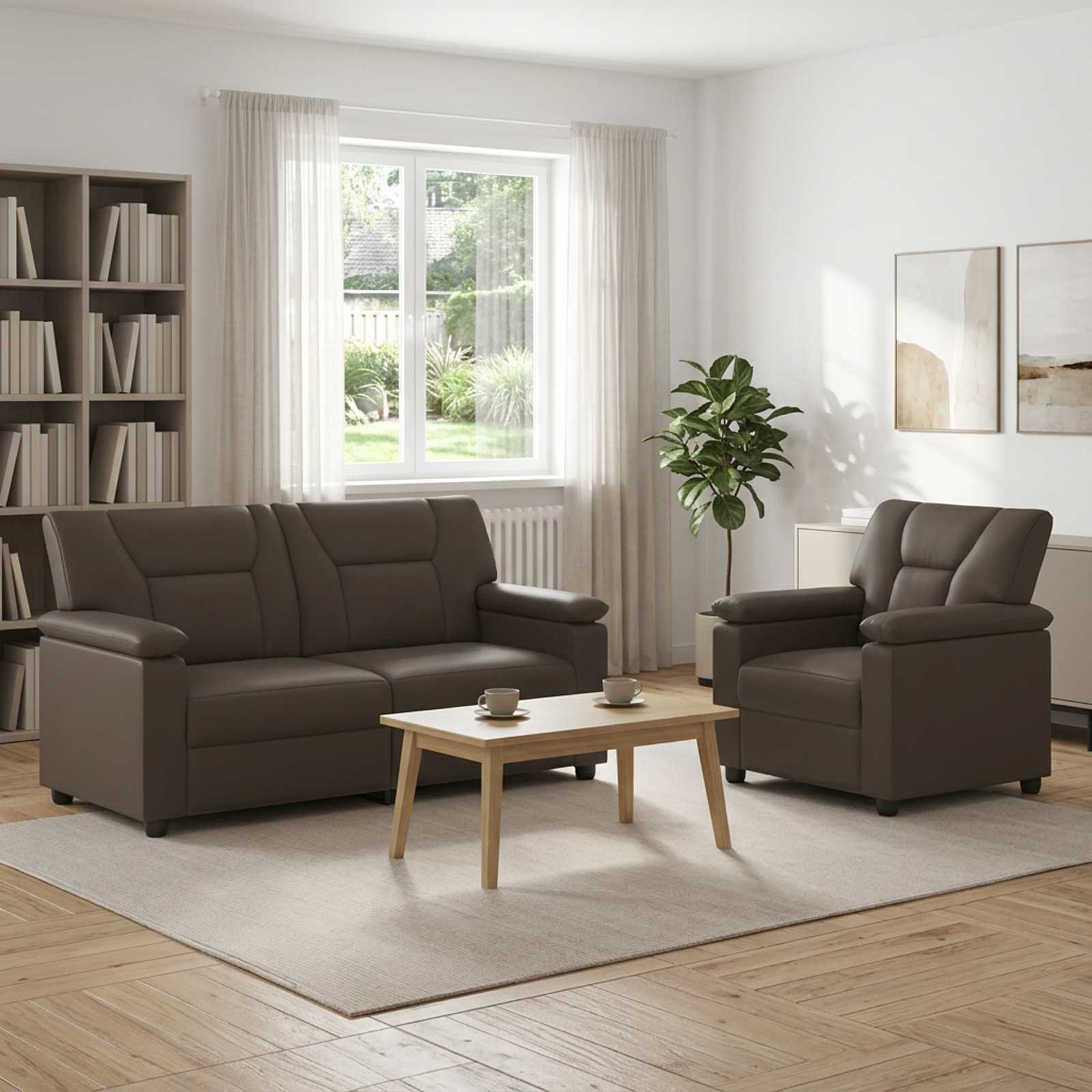 3430529_1.jpg vidaXL Sada pohoviek 2 pcs Sivá Umelá koža – Obrázok 1