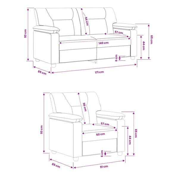 vidaXL Sada pohoviek 2 pcs Sivá Umelá koža – Obrázok 8