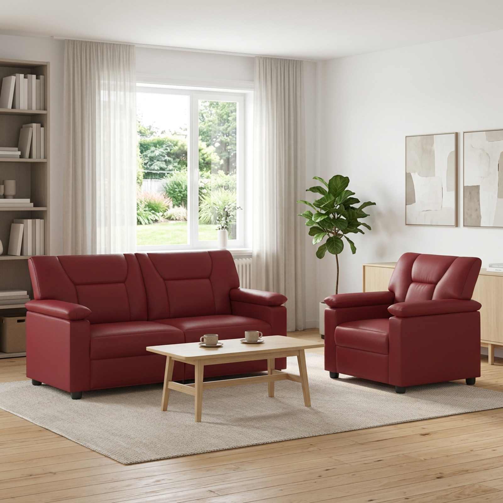 3430530_1.jpg vidaXL Sada pohoviek 2 pcs Víno červené Umelá koža – Obrázok 1