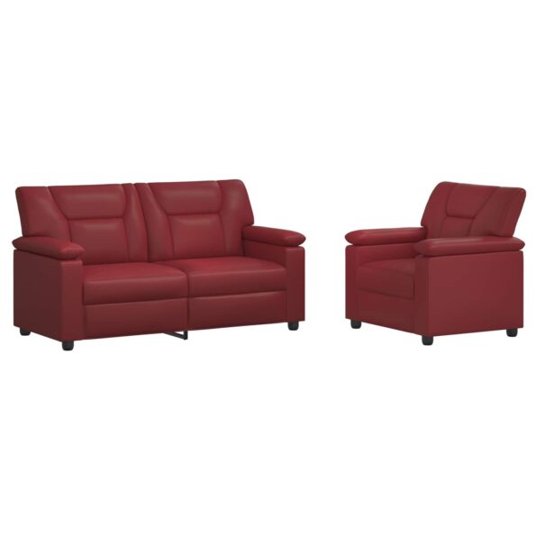 vidaXL Sada pohoviek 2 pcs Víno červené Umelá koža – Obrázok 2