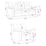 vidaXL Sada pohoviek 2 pcs Hnedá Umelá koža – Obrázok 8