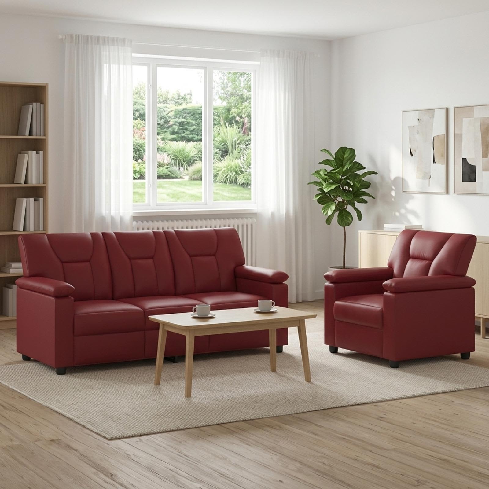 3430538_1.jpg vidaXL Sada pohoviek 2 pcs Víno červené Umelá koža – Obrázok 1
