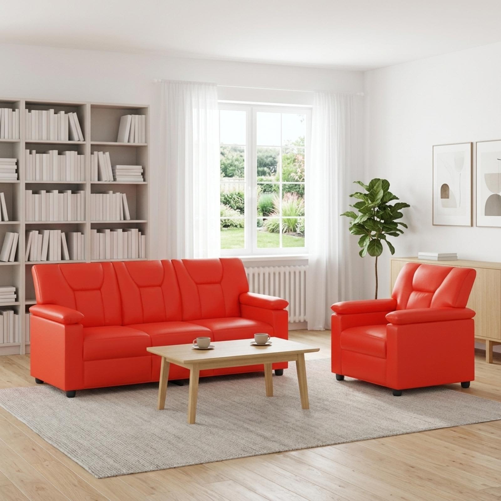 3430539_1.jpg vidaXL Sada pohoviek 2 pcs Červená Umelá koža – Obrázok 1