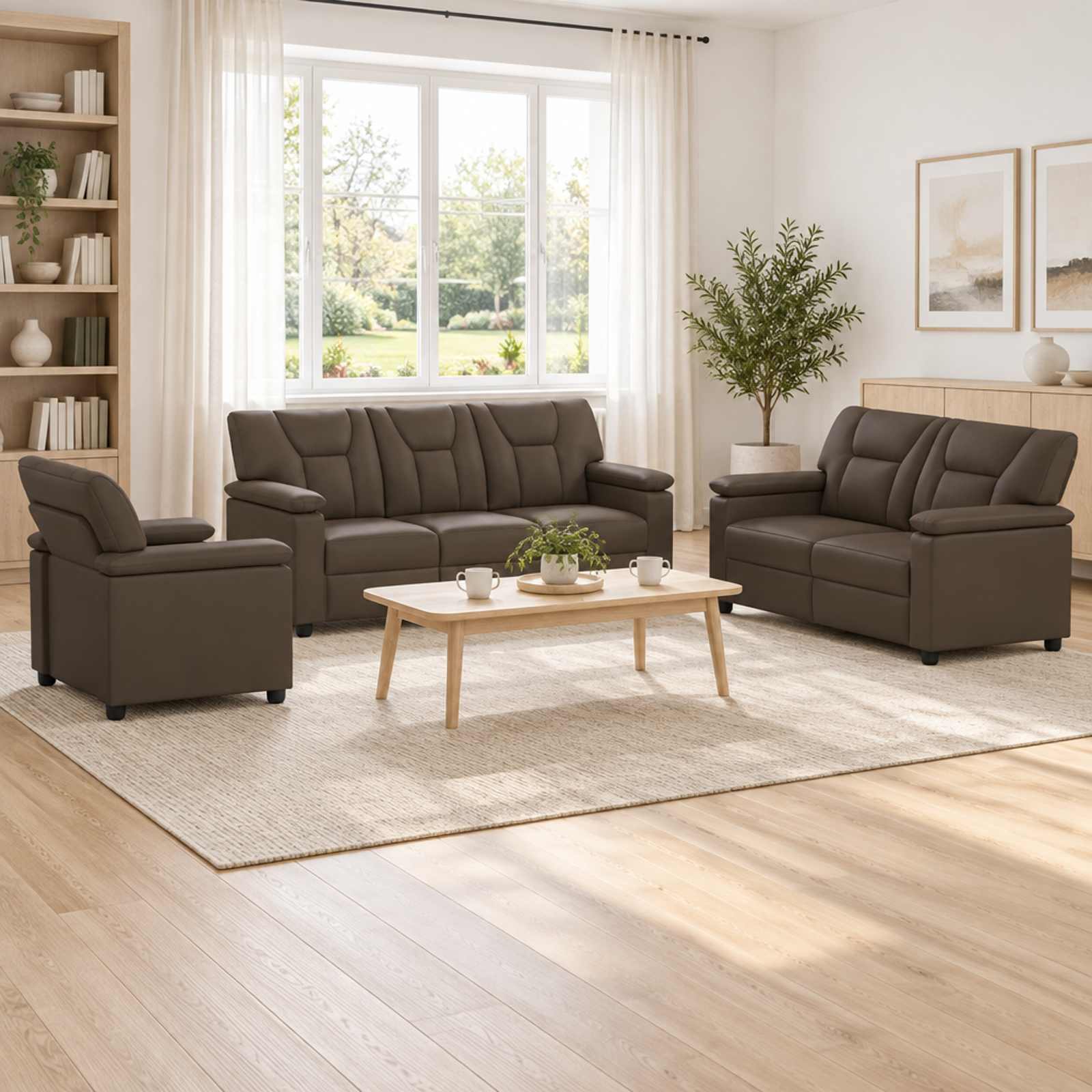 3430553_1.jpg vidaXL Sada pohoviek 3 pcs Sivá Umelá koža – Obrázok 1