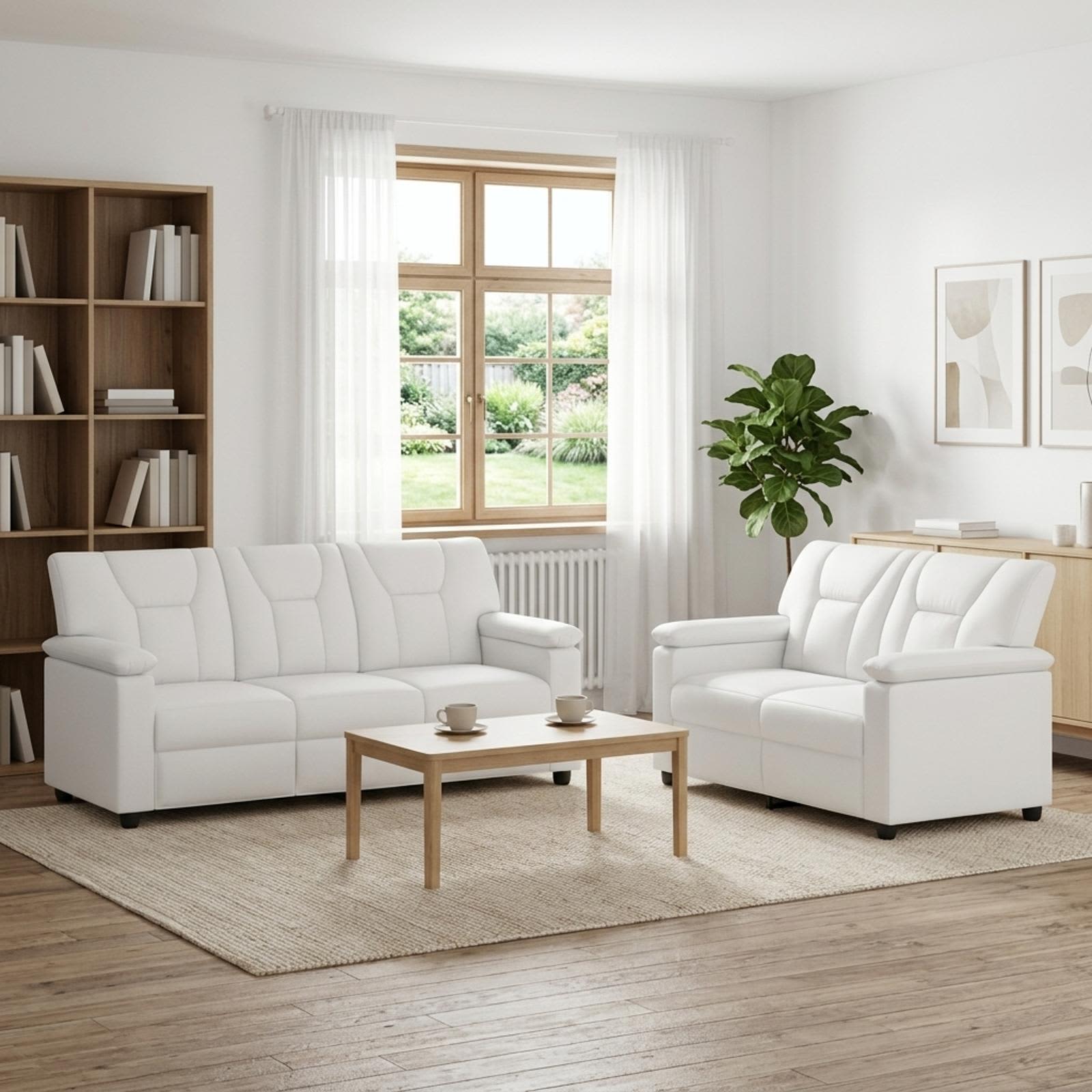 3430565_1.jpg vidaXL Sada pohoviek 2 pcs Biela Umelá koža – Obrázok 1