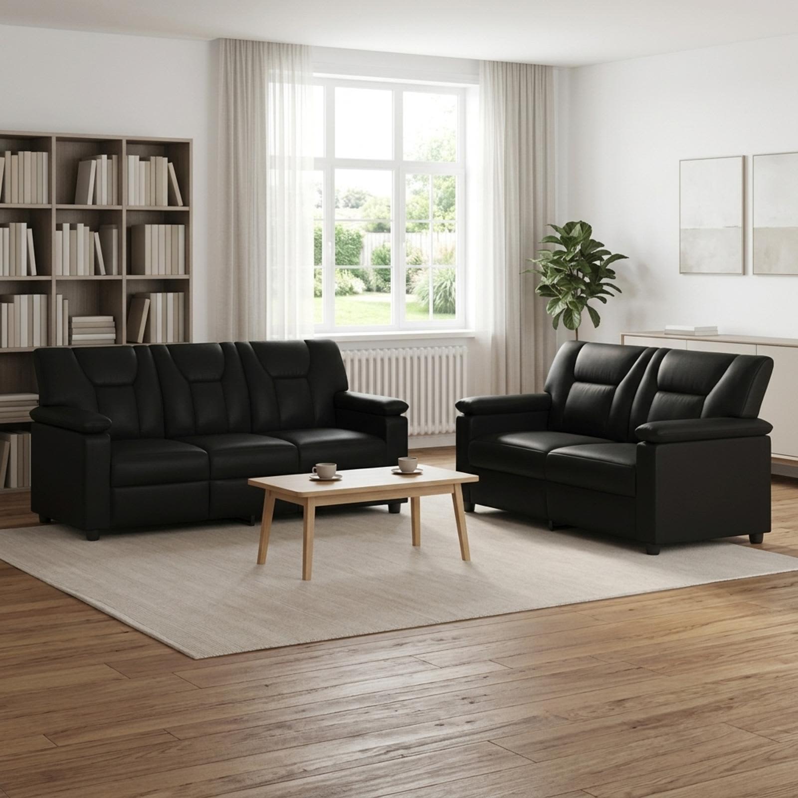 3430566_1.jpg vidaXL Sada pohoviek 2 pcs Čierna Umelá koža – Obrázok 1