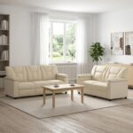 vidaXL Sada pohoviek 2 pcs Krémová Umelá koža