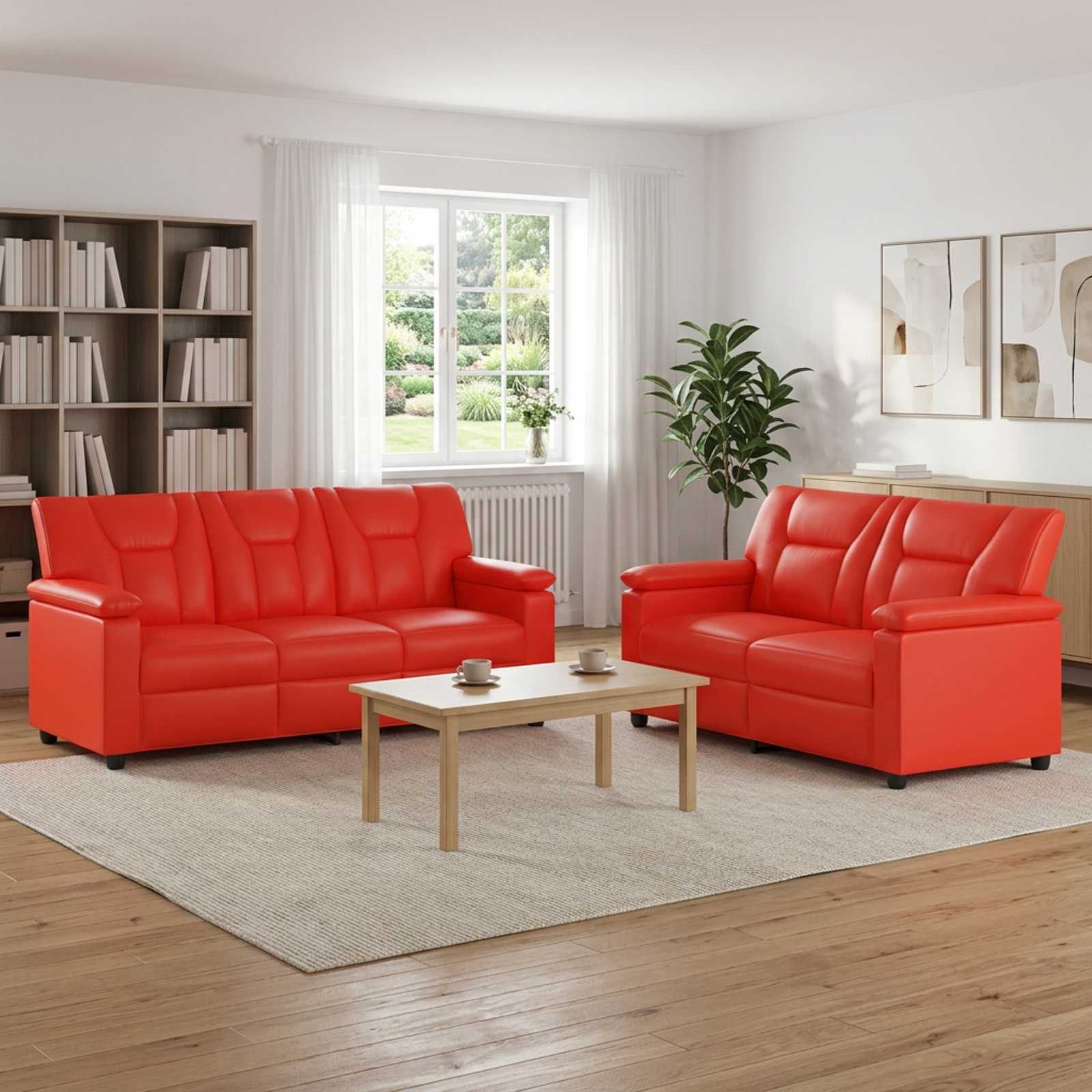3430571_1.jpg vidaXL Sada pohoviek 2 pcs Červená Umelá koža – Obrázok 1