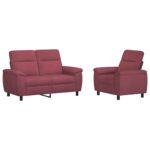 vidaXL Sada pohoviek 2 pcs Víno červené Látka – Obrázok 2
