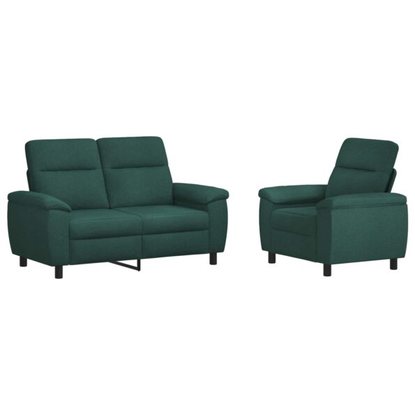 vidaXL Sada pohoviek 2 pcs Tmavozelená Látka – Obrázok 2