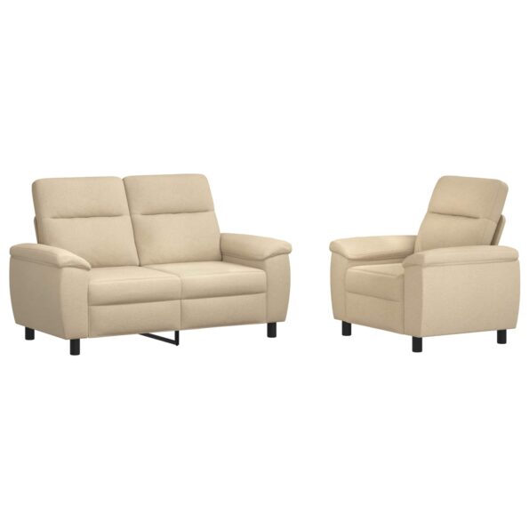 vidaXL Sada pohoviek 2 pcs Krémová Látka – Obrázok 2