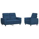 vidaXL Sada pohoviek 2 pcs Modrá Látka – Obrázok 2