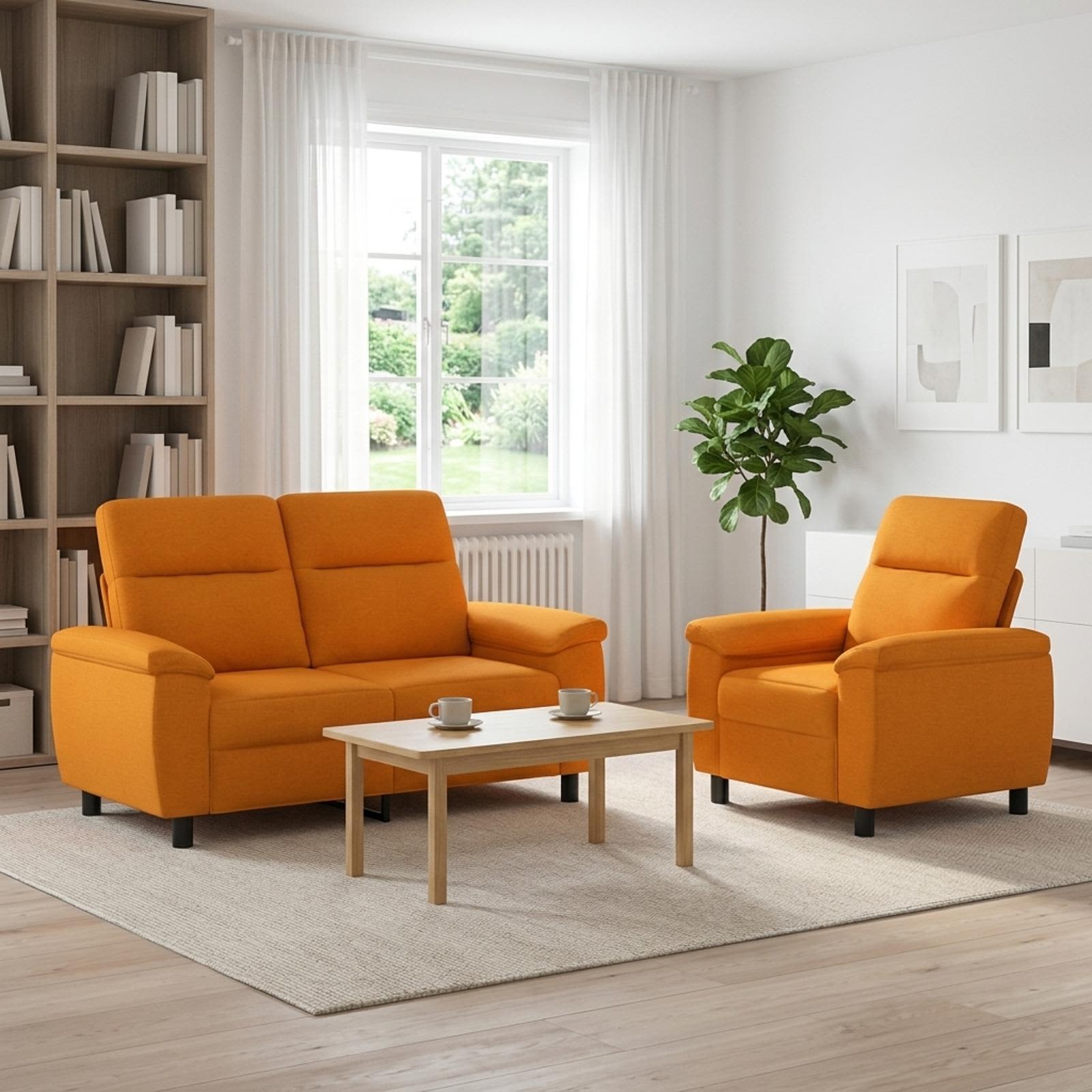 3430583_1.jpg vidaXL Sada pohoviek 2 pcs Tmavá žltá Látka – Obrázok 1