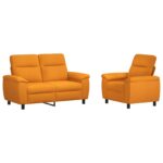 vidaXL Sada pohoviek 2 pcs Tmavá žltá Látka – Obrázok 2