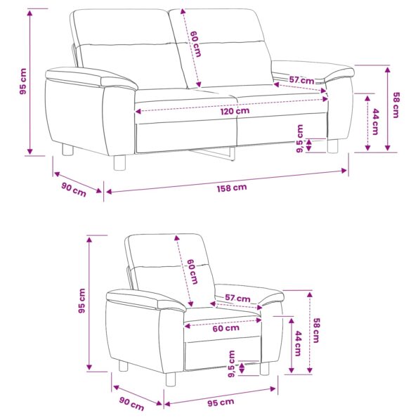 vidaXL Sada pohoviek 2 pcs Tmavá žltá Látka – Obrázok 8