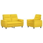 vidaXL Sada pohoviek 2 pcs Svetložltá Látka – Obrázok 2