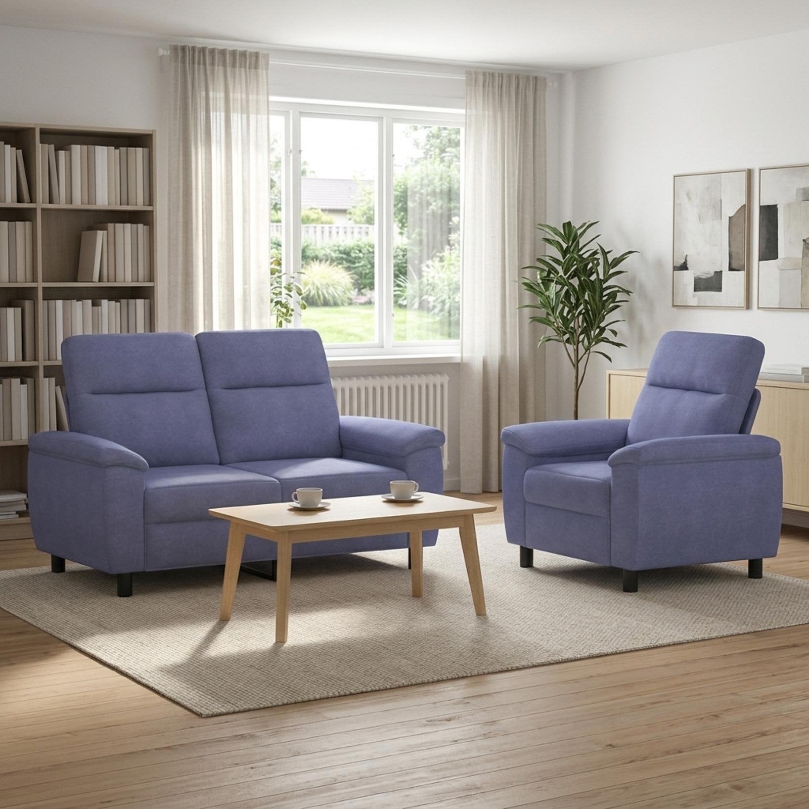 3430587_1.jpg vidaXL Sada pohoviek 2 pcs Modrá džínovina Látka – Obrázok 1