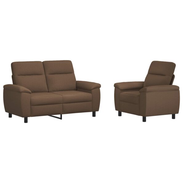 vidaXL Sada pohoviek 2 pcs Hnedá Látka – Obrázok 2