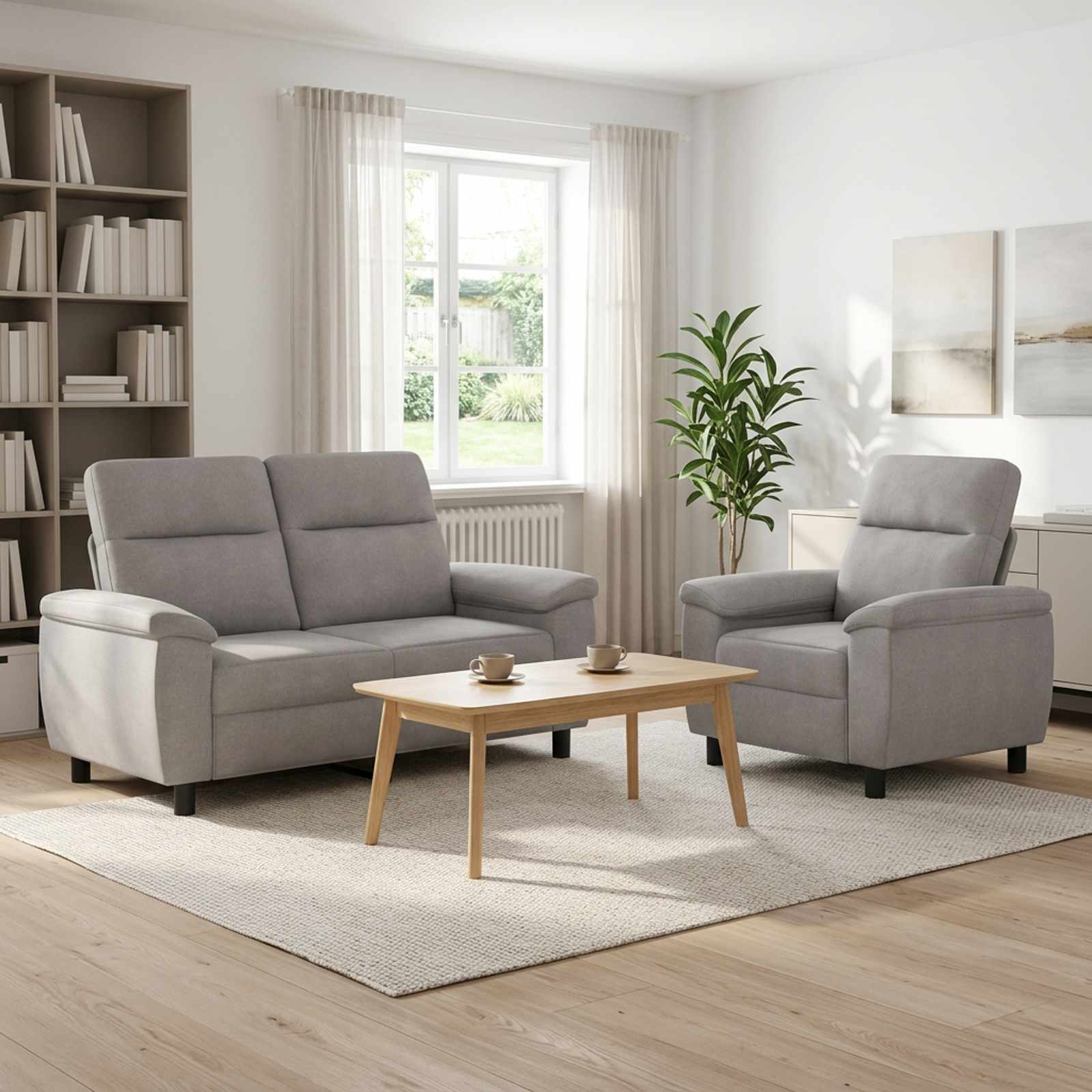 3430589_1.jpg vidaXL Sada pohoviek 2 pcs Oblá šedá Látka – Obrázok 1