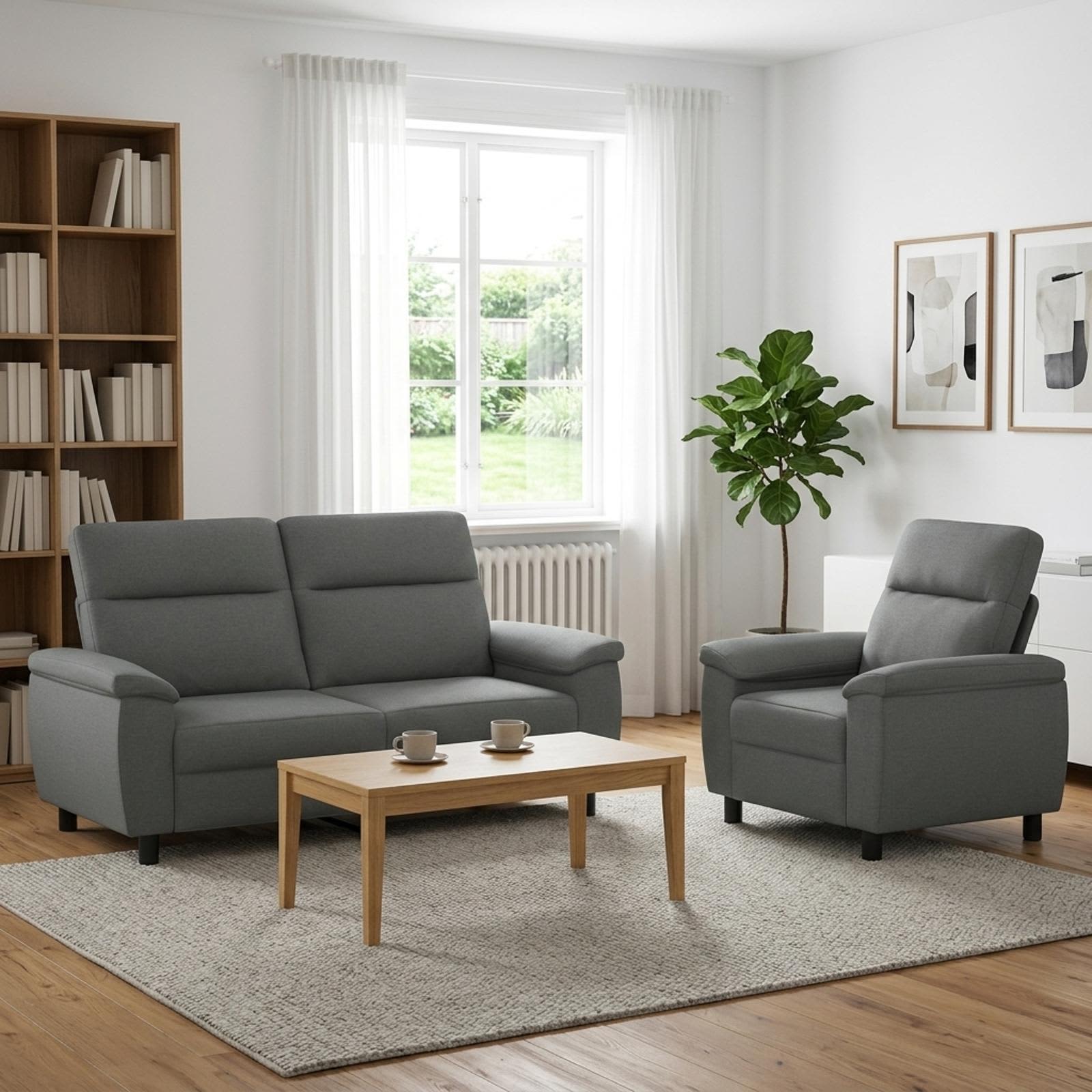 3430598_1.jpg vidaXL Sada pohoviek 2 pcs Tmavosivá Látka – Obrázok 1