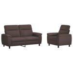 vidaXL Sada pohoviek 2 pcs Tmavohnedá Látka – Obrázok 2