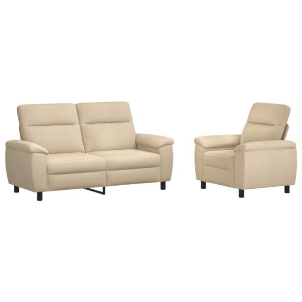 vidaXL Sada pohoviek 2 pcs Krémová Látka – Obrázok 2