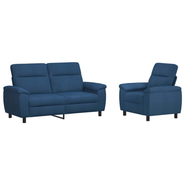 vidaXL Sada pohoviek 2 pcs Modrá Látka – Obrázok 2