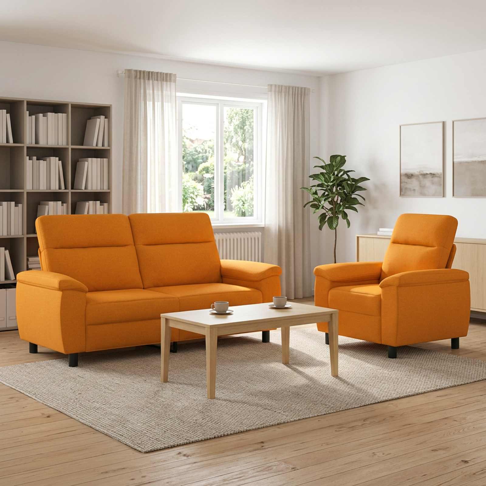3430606_1.jpg vidaXL Sada pohoviek 2 pcs Tmavá žltá Látka – Obrázok 1