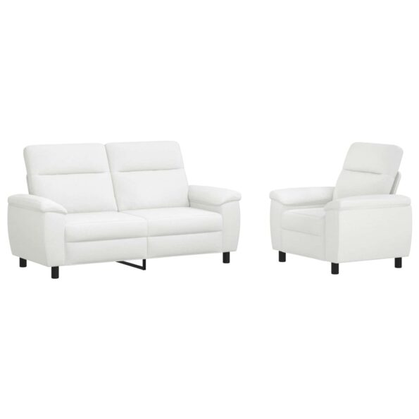 vidaXL Sada pohoviek 2 pcs Biela Látka – Obrázok 2