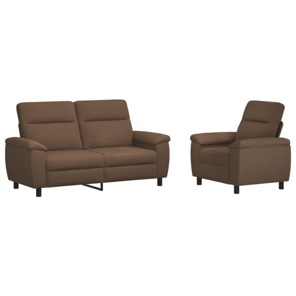 vidaXL Sada pohoviek 2 pcs Hnedá Látka – Obrázok 2