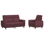 vidaXL Sada pohoviek 2 pcs Fialová Látka – Obrázok 2