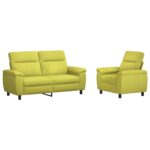vidaXL Sada pohoviek 2 pcs Svetlo zelená Látka – Obrázok 2