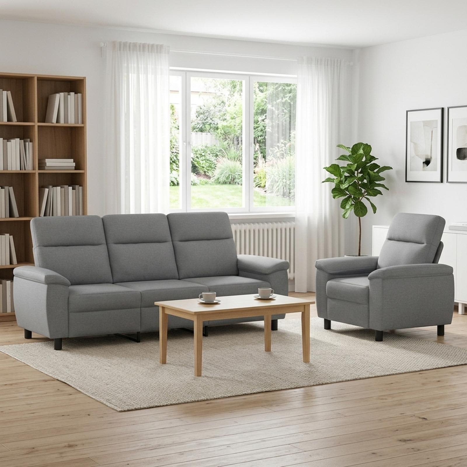 3430620_1.jpg vidaXL Sada pohoviek 2 pcs Svetlosivá Látka – Obrázok 1