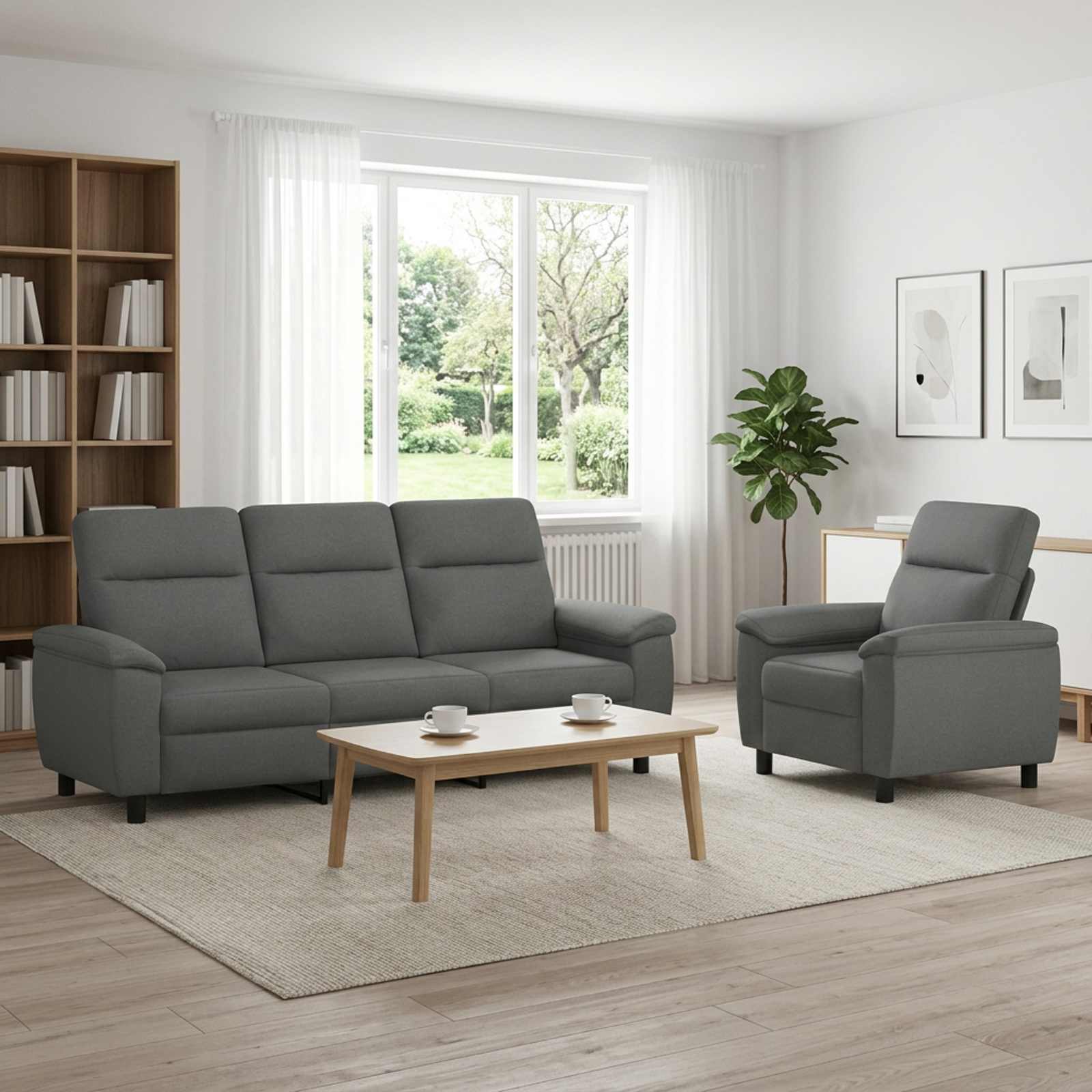 3430621_1.jpg vidaXL Sada pohoviek 2 pcs Tmavosivá Látka – Obrázok 1