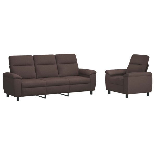 vidaXL Sada pohoviek 2 pcs Tmavohnedá Látka – Obrázok 2